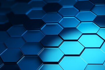 Obraz na płótnie Canvas Blue hexagons pattern on blue background. Genetic research, molecular structure