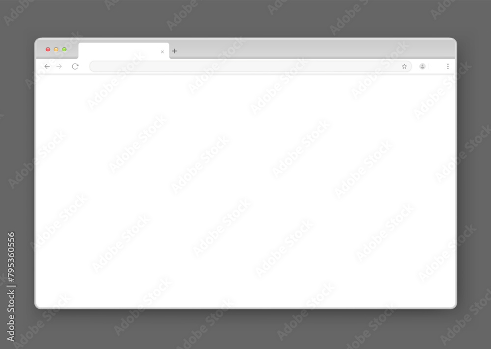 Poster web browser window design in white on a dark gray background. an empty layout of the website's compu