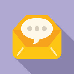 Email support chat icon flat vector. Online call center help. Info app