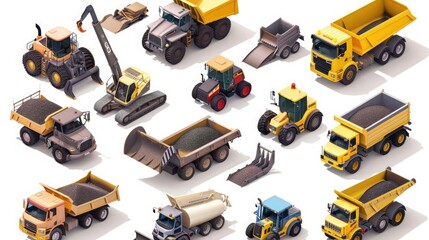 Various machinery and equipment for road construction or civil engineering