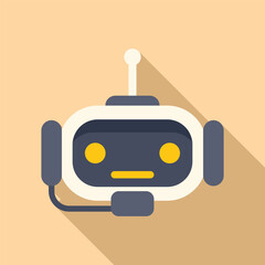 Fototapeta premium Help support bot icon flat vector. Online center call. Answer web volume