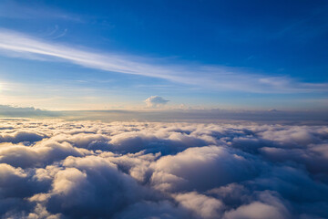 Beautiful sunlight over the mountain and misty of Thailand