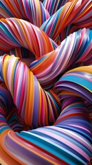 Multicolored Striped Twisted Morphing Shape Background. Abstract geometric