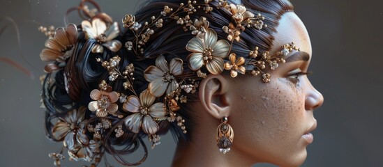Elegant D Rendering of Dazzling Hair Accessories for Fashion Forward Individuals - obrazy, fototapety, plakaty