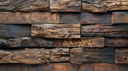 Weathered wood texture featuring a rustic wall panel constructed from aged wooden boards.