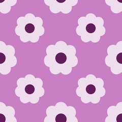 Seamless patterns with daisy flower, meadow on pink background illustration. Cute summer wallpaper.