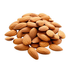 A lot of almonds on a white background