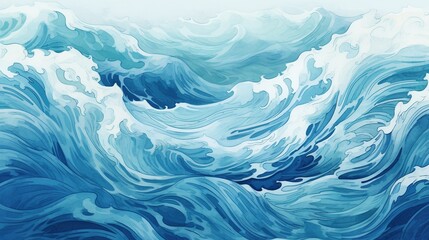 Fototapeta na wymiar Hand drawn sketch of sea waves abstract background.