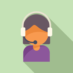 Female call center worker icon flat vector. Online help. Social communication