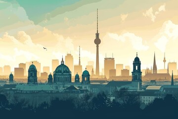 Beauty of Berlin skyline with famous landmarks, Ai generated