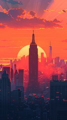 Fototapeta na wymiar New York scene in flat graphics