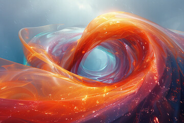 Abstract forms emerging from the depths of a digital abyss, swirling and morphing in a mesmerizing...