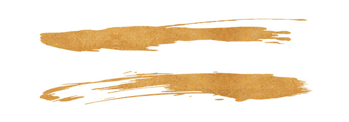 Obraz premium 金色のブラシストローク。金箔が入った筆のライン