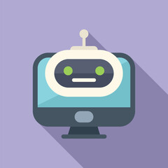Modern ai bot support icon flat vector. Online chat. Work talk assistance