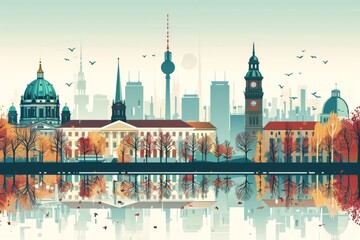 Beauty of Berlin skyline with famous landmarks, Ai generated