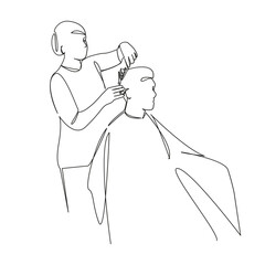 a hairdresser cuts a man's hair