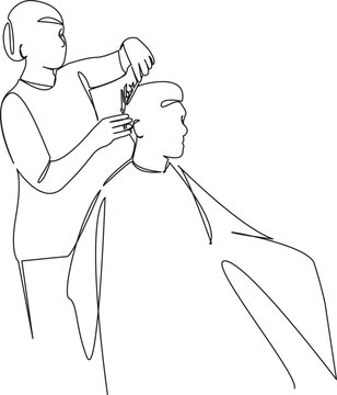 recommend clip art: a hairdresser cuts a man's hair