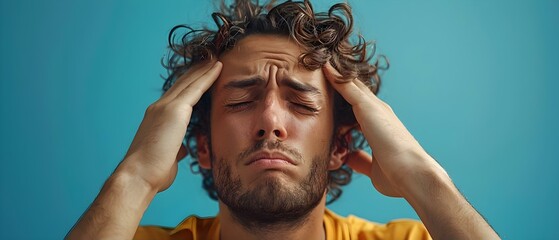 Man experiencing toothache gum inflammation and headaches due to dental issues. Concept Dental Pain, Gingivitis, Headaches, Toothache, Dental Issues
