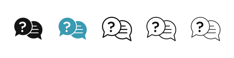 Comment question line icon set. faq line icon. question and answer pictogram. inquire bubble. ask or request sign. frequently asked questions icon for Ui designs.