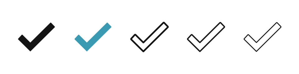 Check line icon set. checkmark line icon. accept, verify or done check mark sign. right checkbox button for Ui designs. - obrazy, fototapety, plakaty