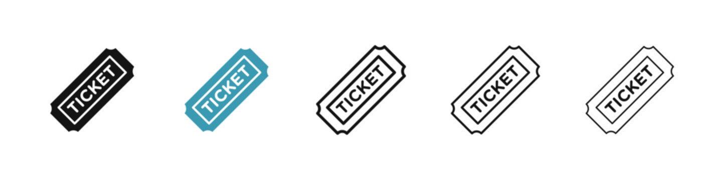 Ticket line icon set. movie cinema tickets line icon. concert pass sign. vip coupon or voucher icon. plane flight tickets line icons for Ui designs.