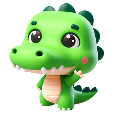 3d illustration of alligator cartoon character. Realistic 3d high quality isolated render	