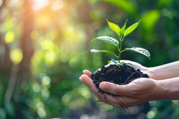 Planting trees with volunteer families for eco-friendly and corporate social responsibility campaigns. Beautiful simple AI generated image in 4K, unique.