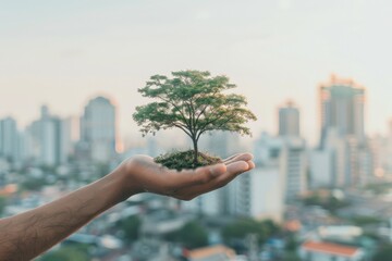 Planting trees with volunteer families for eco-friendly and corporate social responsibility campaigns. Beautiful simple AI generated image in 4K, unique.