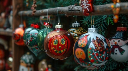 Assorted festive decorations and ornaments suitable for a variety of holidays including Christmas, Halloween, Easter, and more, ideal for creating seasonal-themed content.