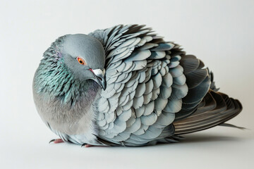 A pigeon preening its feathers
