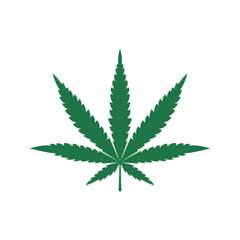Marijuana leaf flat vector icon on white background. Medical cannabis sign
