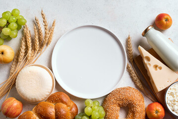Shavuot background with empty plate