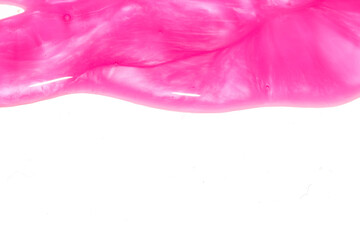 Pink Shower Gel Liquid Slime Poured on a White background