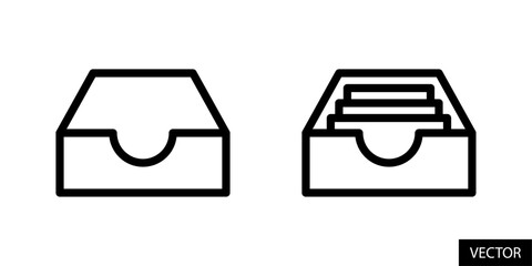 Empty mailbox and full inbox, messaging inbox, message box, archive storage icons in line style design for website, app, UI, isolated on white background. Editable stroke. Vector illustration. © Siddhesh