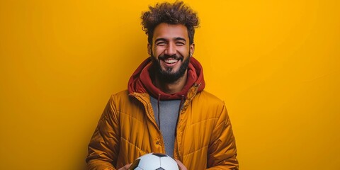 A man holding a soccer ball, ready for a game or practice session.