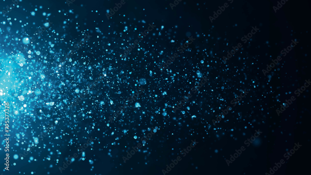 Poster a dynamic wave of luminous particles flying horizontally. sparkling bright particles fly in space. s