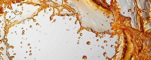 Circular arrangement of oily liquid splashes, isolated on a white background.