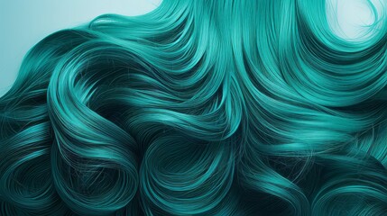 Wisps of teal hair standing out on a blank canvas - obrazy, fototapety, plakaty