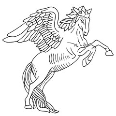 illustration engraving of a horse 