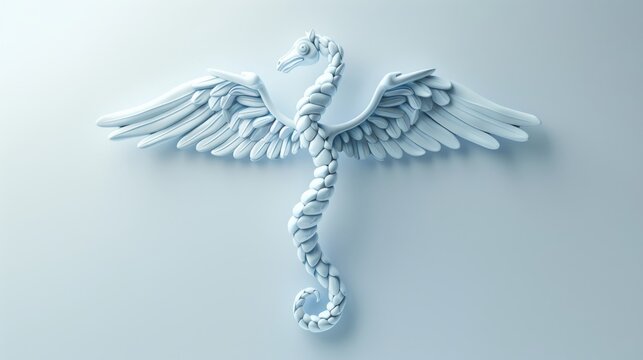 A blue caduceus medical symbol on a white background.