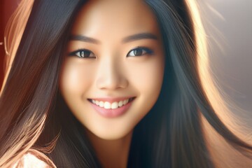 This is a fictional Asian woman who does not exist. She is a very down-to-earth woman. She boasts long straight hair, clear eyes, and clear skin.