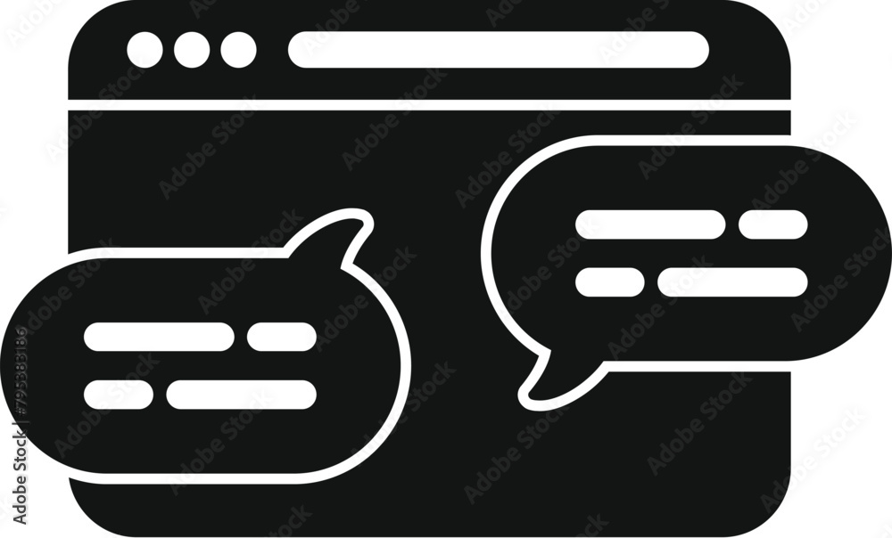 Poster online agent help icon simple vector. support chat app. model web dialog