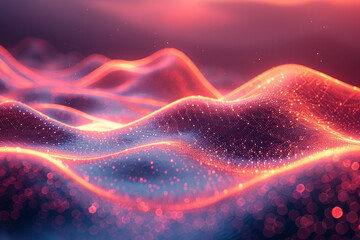 Luminescent waves of light washing over a digital landscape, illuminating the darkness with a radiant glow.