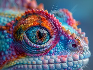 Fototapeta premium A closeup of a colorful chameleon's eye