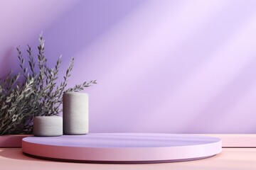 Obraz na płótnie Canvas Minimal lavender color background plant table furniture.