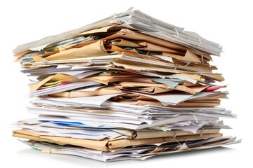 Stack of Office Paper Documents. Pile of Working Papers on Desk