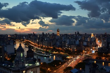 Obraz premium The beauty of Buenos Aires skyline in the midst of a tango festival, AI generated