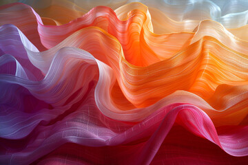Translucent layers of light overlapping and intertwining, creating a mesmerizing dance of color and...