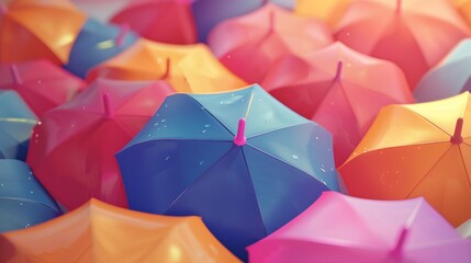 3D rendering of an umbrella standing out from the crowd, representing leadership concept.