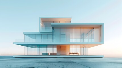 Sleek Minimalist Glass and Steel Architectural Masterpiece in Urban Landscape